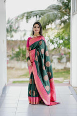 Green Lichi Silk Jacquard Work Saree