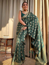Laita Green Banarasi Silk Saree