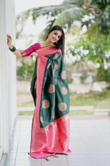 Green Lichi Silk Jacquard Work Saree