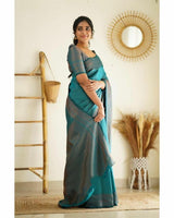 Brood Firozi Soft Silk Saree