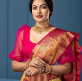 Lissome Yellow Soft Silk Saree