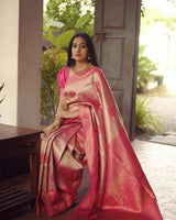 Elegant Peach Soft Silk Saree