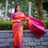 Extraordinary Orange Soft Silk Saree