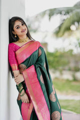 Green Lichi Silk Jacquard Work Saree