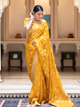 Hypnotic Yellow Soft Banarasi Silk Saree