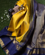 Faded Yellow Banarasi Silk Saree