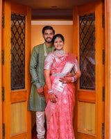 Halcyon Pink Woven Banarasi Silk Saree