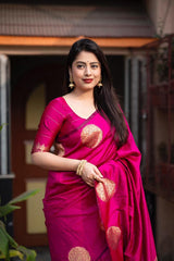 Impressive Dark Pink Soft Silk Saree