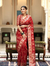 Bucolic Red Soft Silk Saree