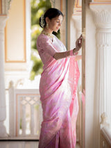 Incomparable Baby Pink Soft Silk Saree