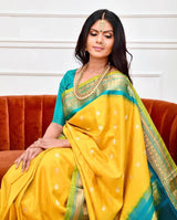 Superior Yellow Banarasi Silk Saree