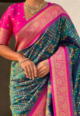 Turquoise Green Banarasi Silk Saree – Festive Radiance in Every Drape
