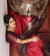 Pink Banarasi Soft Silk Saree
