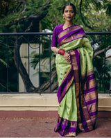 Tempting Pista Soft Silk Saree