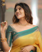 Breathtaking Yellow Soft Silk Saree
