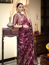 Preferable Wine Soft Silk Saree