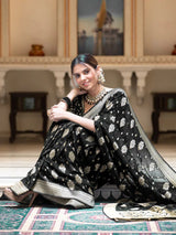 Picturesque Black Banarasi Silk Saree