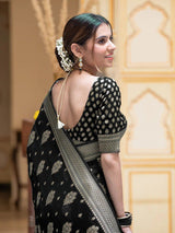 Picturesque Black Banarasi Silk Saree