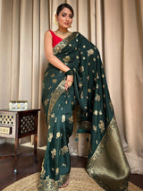 Classy Dark Green Soft Silk Saree