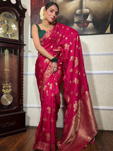 Outstanding Dark Pink Soft Silk Saree