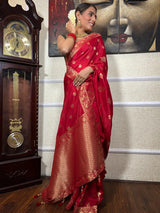 Bewitching Red Soft Silk Saree