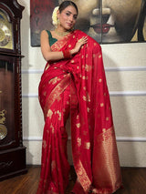 Bewitching Red Soft Silk Saree
