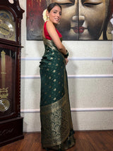Pretty Dark Green Soft Silk Saree