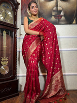 Cynosure Red Soft Silk Saree