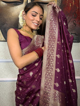 Murmurous Wine Soft Silk Saree