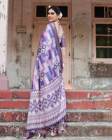 Heather Purple Floral Printed Cotton Silk Saree