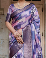 Heather Purple Floral Printed Cotton Silk Saree