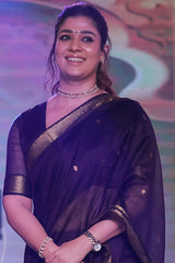 Sulochana – Purple Pure Linen Silk Saree with Zari Weaving