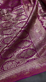 Magenta Majesty Banarasi Silk Saree – Woven with Golden Grace