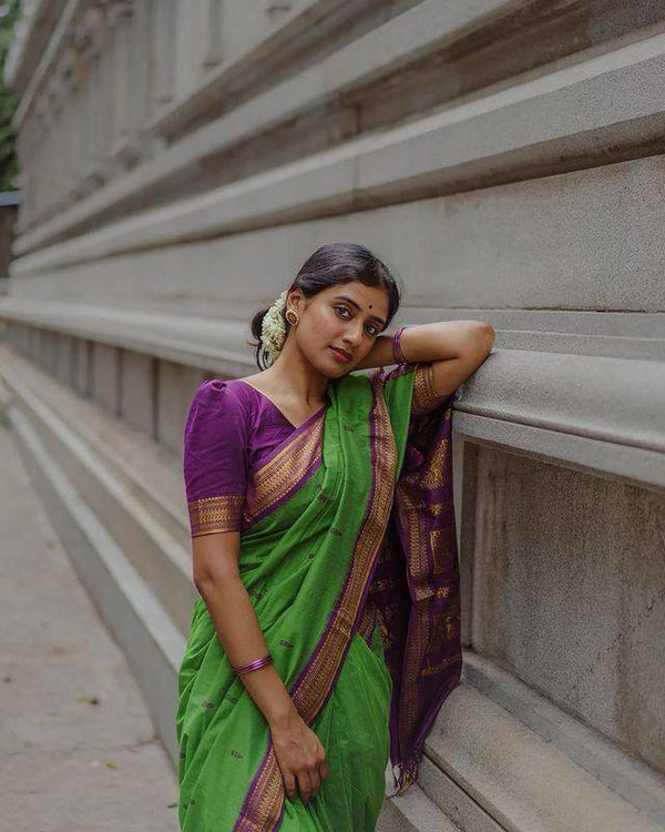 Green And Purple Soft Silk Saree