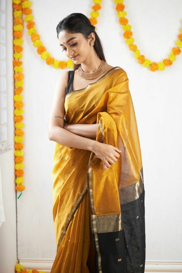 Yellow Color Premium Cotton Silk Saree