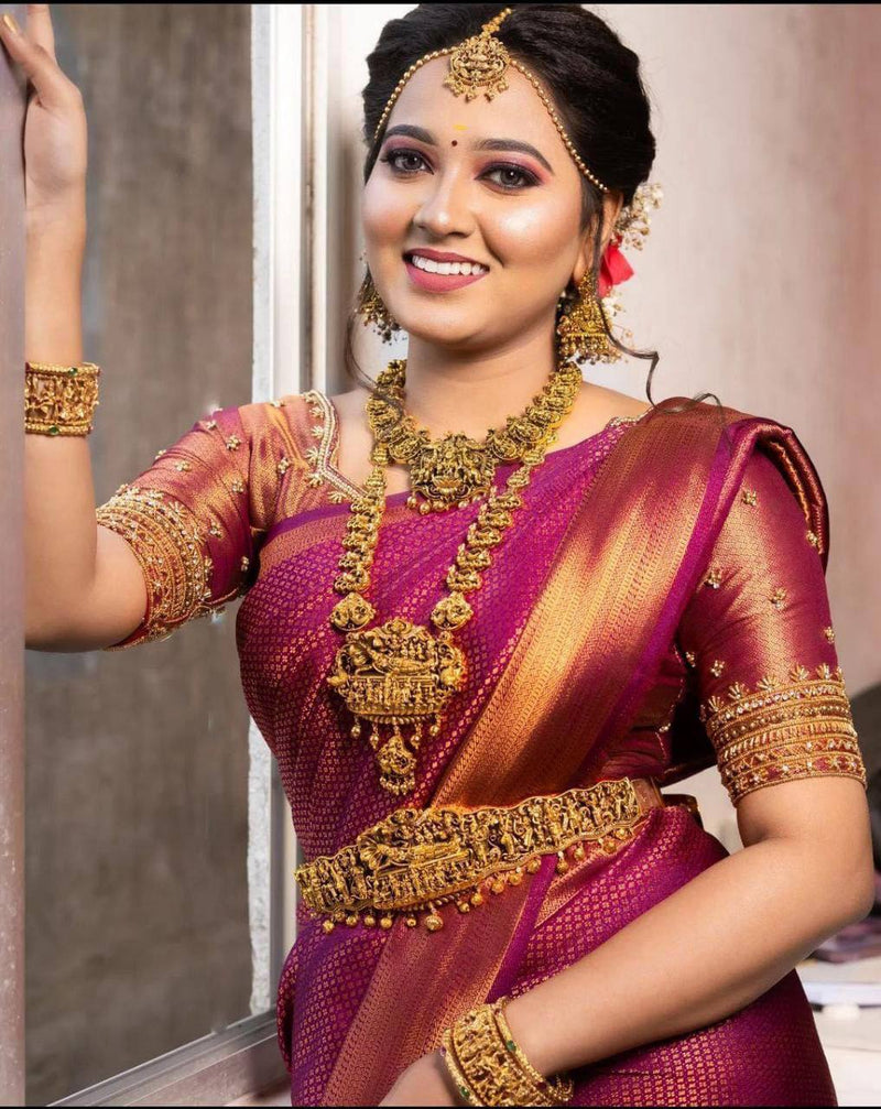 Luxuriant Dark Pink Soft Silk Saree