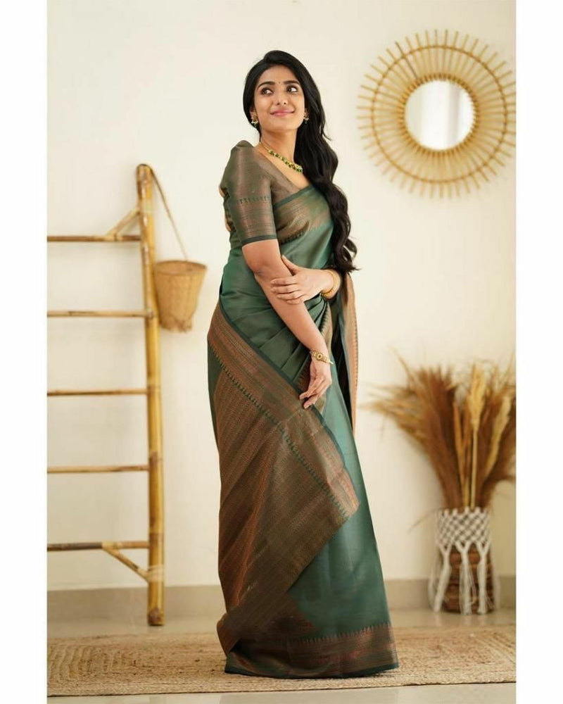 Conflate Green Soft Silk Saree