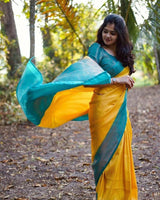 Sensational Yellow Soft Silk Saree
