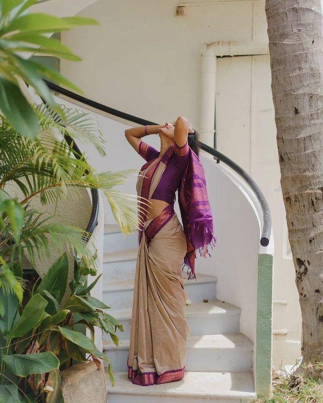 Admirable Beige Soft Silk Saree