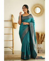 Brood Firozi Soft Silk Saree