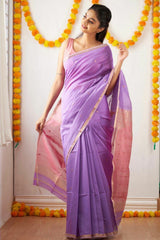Improbable Lavendor Cotton Silk Saree