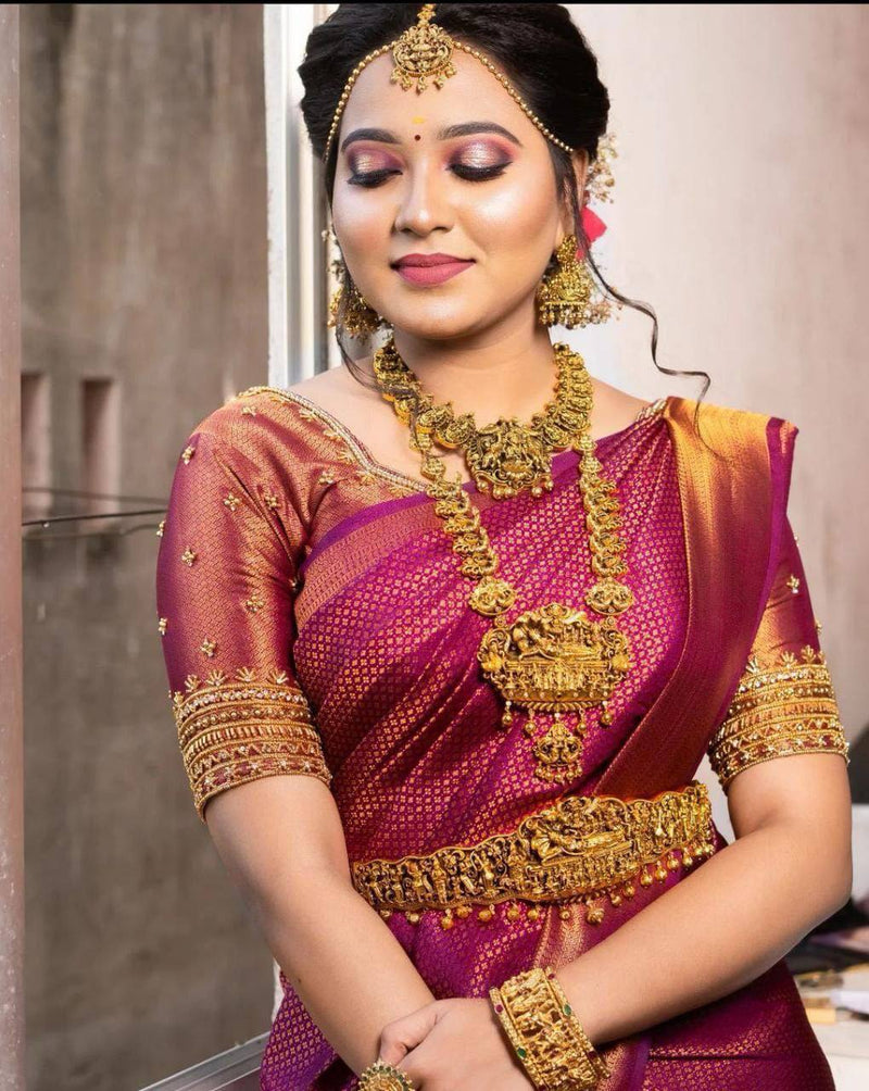 Luxuriant Dark Pink Soft Silk Saree