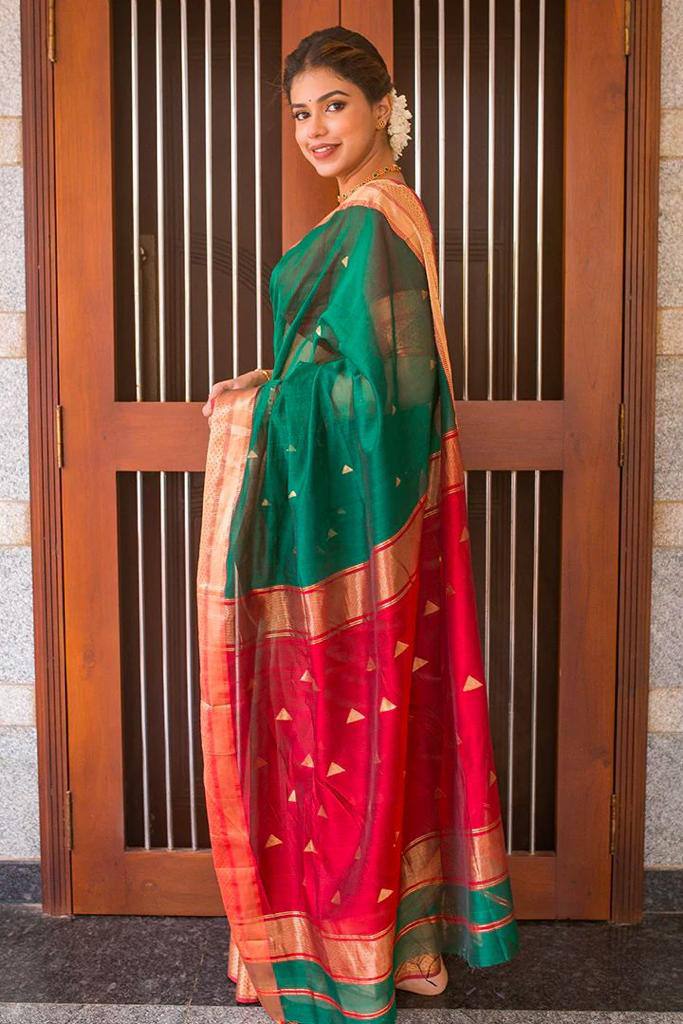 Panoply Green Soft Silk Saree