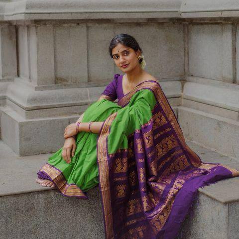 Green And Purple Soft Silk Saree