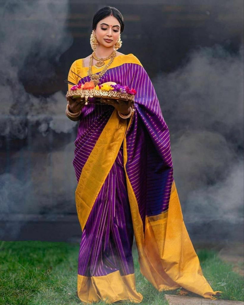 Dalliance Purple Soft Silk Saree