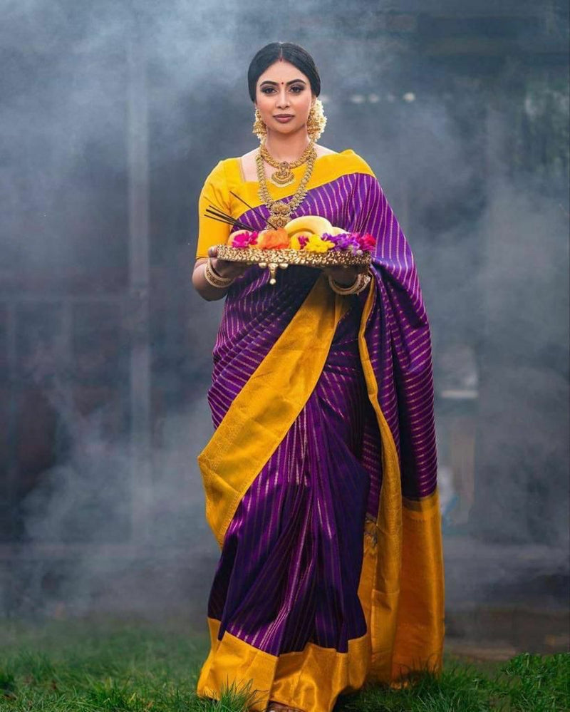 Dalliance Purple Soft Silk Saree