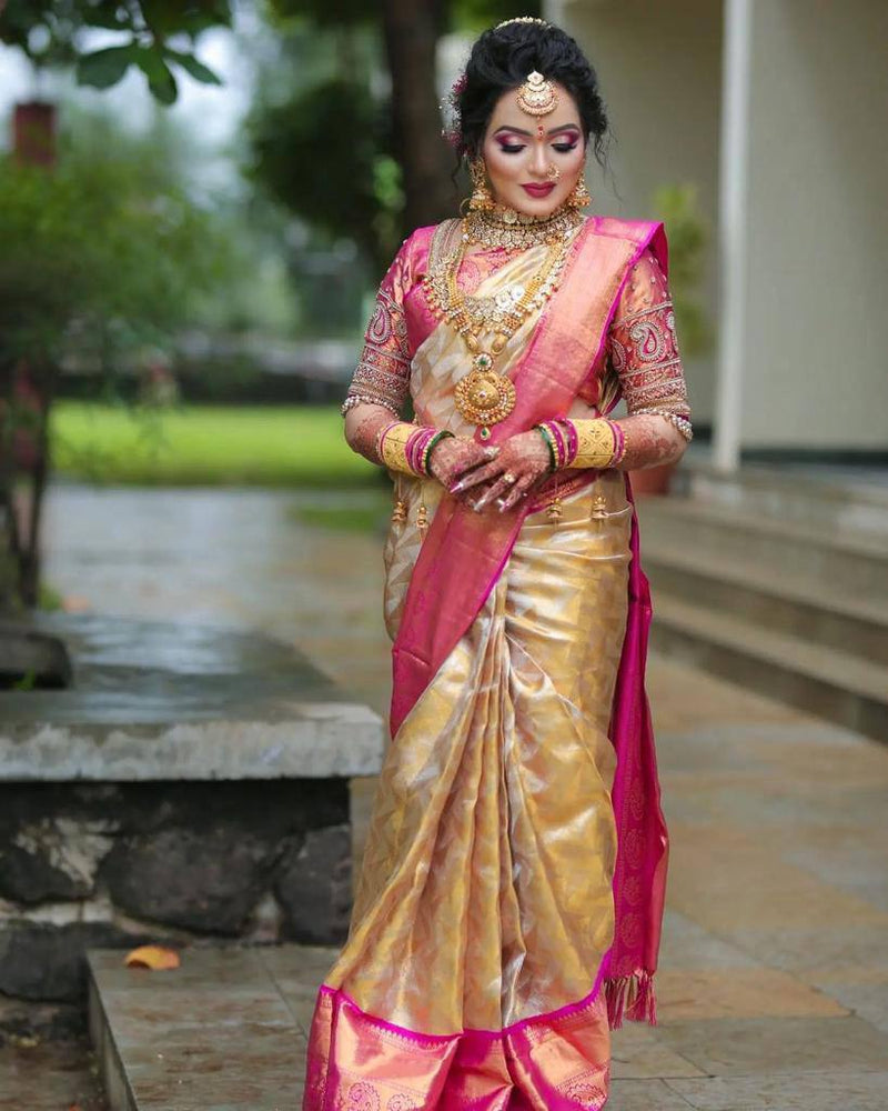 Snazzy Beige Soft Silk Saree