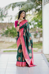 Green Lichi Silk Jacquard Work Saree