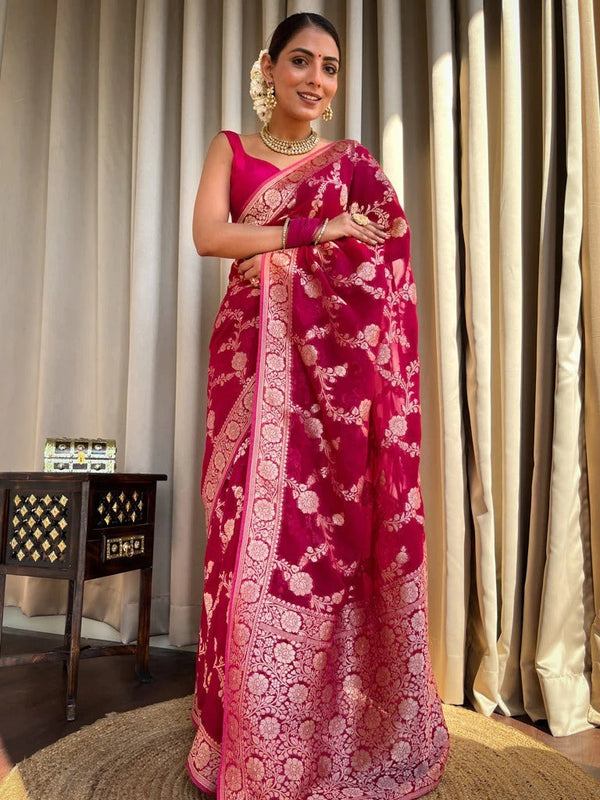 Laita Pink Banarasi Silk Saree