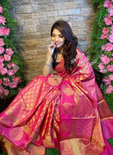 Apogee Pink Banarasi Silk Saree